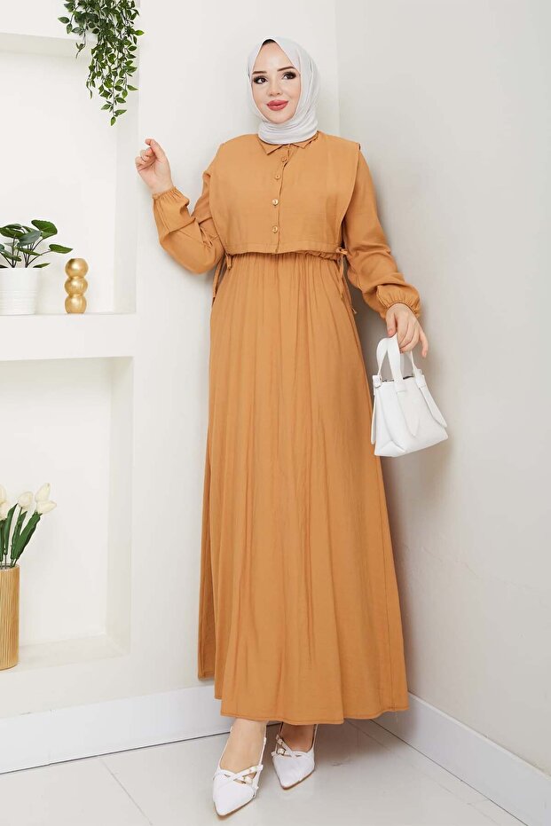 Rochie vestă - Camel 4735 - 4