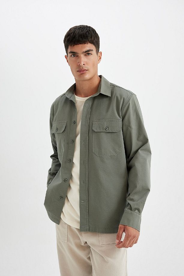 %100 Pamuk Regular Fit Basic Düz Uzun Kollu Gömlek D1060ax24au - 3