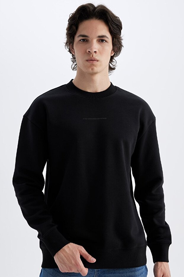 Boxy Fit Crew Neck Printed Sweatshirt X8282Az24Au