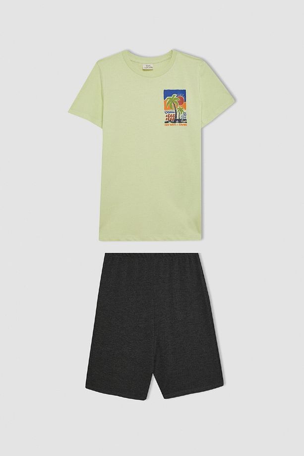 Erkek Çocuk Pijama Takım Baskılı Kısa Kollu Beli Lastikli Şort Alt D1212a824sm - 5