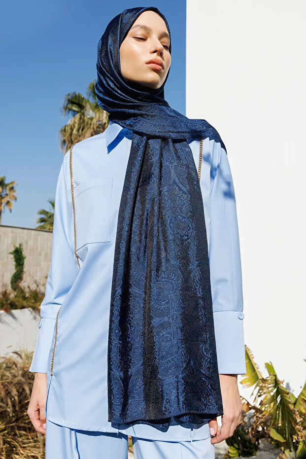 Vera Desen Shine Line Shawl Black-Indigo