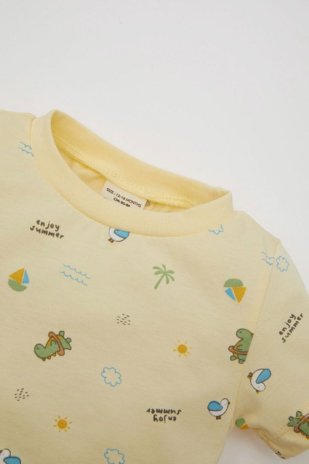 Erkek Bebek Pijama Takımı Dinazor Desenli Penye Kısa Kollu Üst Şort C5200a524hs - 3