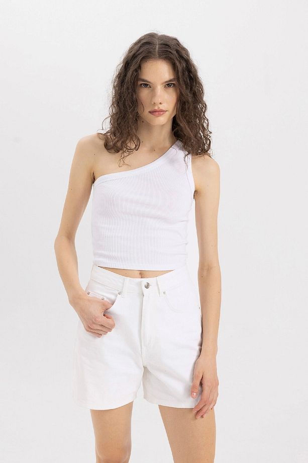 Slim Fit Dar Kesim Tek Omuzlu Fitilli Kaşkorse Atlet C9716ax24sm - 3