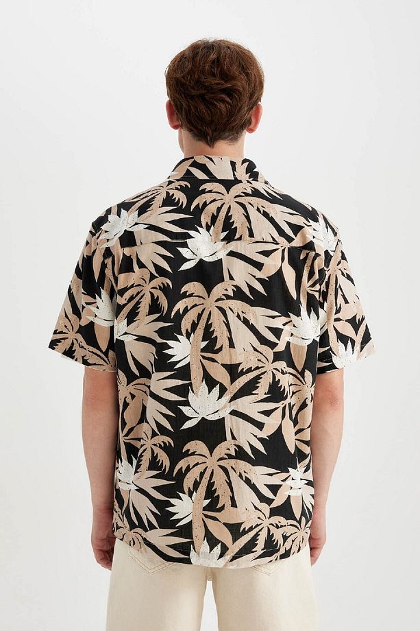 Regular Fit Yazlık Hawaii Baskılı Pamuklu Kısa Kollu Gömlek C7667ax24sm - 6