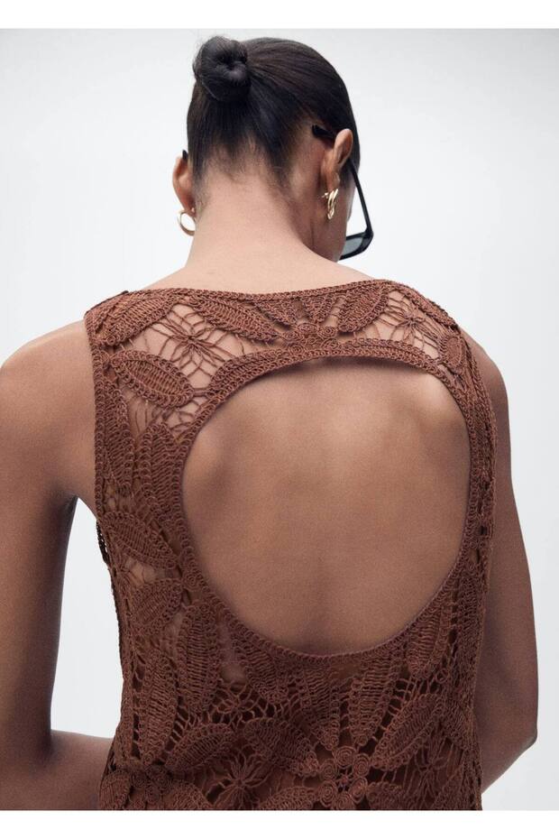 Sırtı açık kroşe elbise - 7