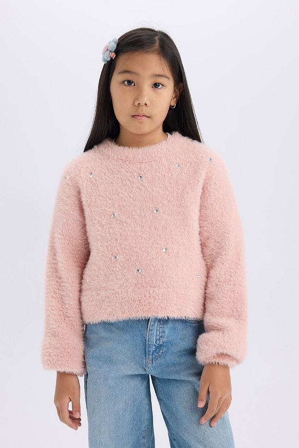Kız Çocuk Crop Bisiklet Yaka Kazak D1359a824wn - 3