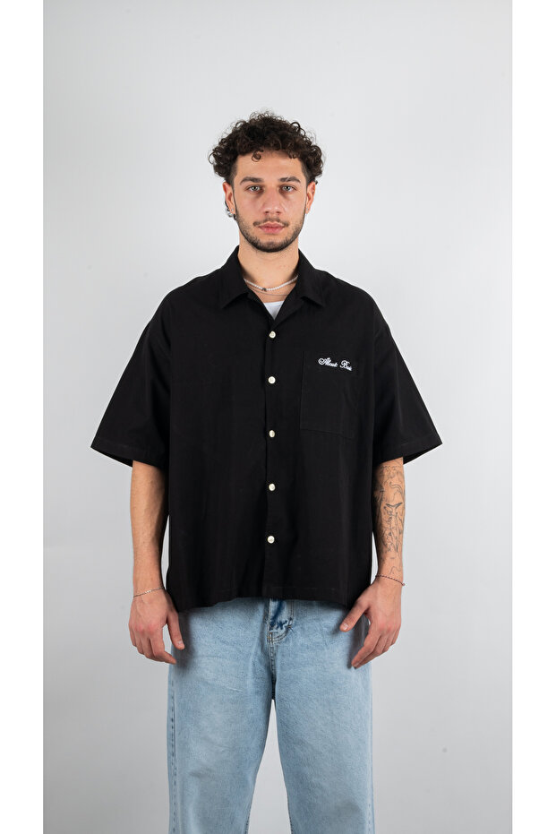 ABOUT BASİC Siyah Oversize Gömlek - 8