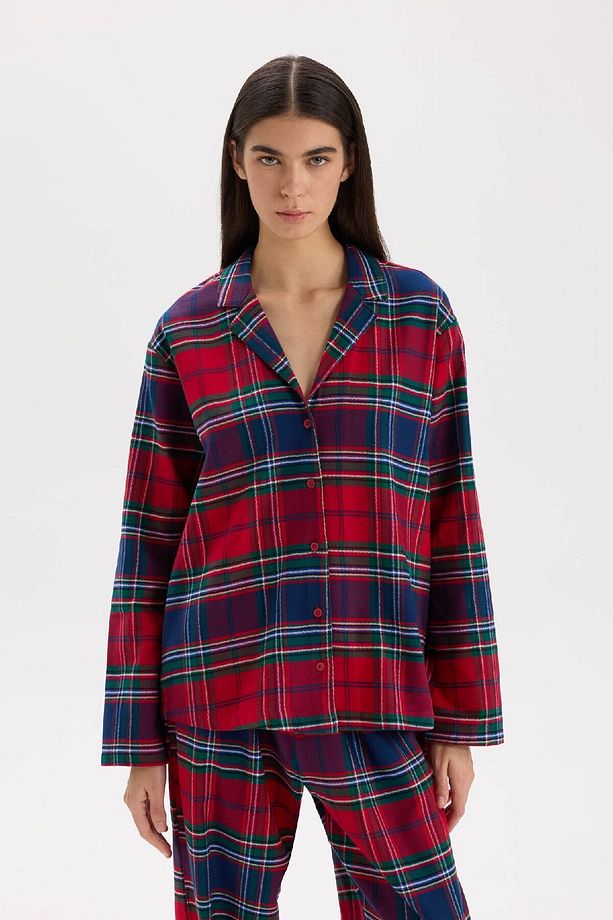 Fall in Love Pijama Takımı Kareli Flanel Uzun Kollu Üst Esnek Belli Uzun Alt  V4015AZ24WN - 3