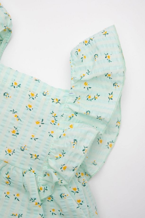 Kız Bebek Çiçekli Kısa Kollu Poplin Elbise C7244A524SM - 2