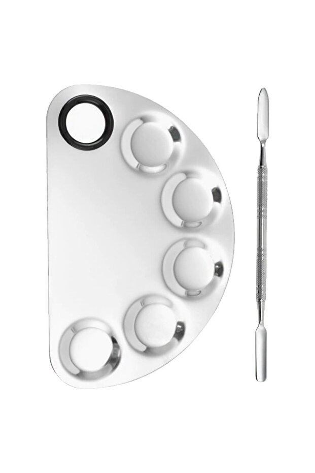 Large 2 Piece Steel Makeup Foundation Cream Nail Polish Mixing Spatula Palette Set Mt158
