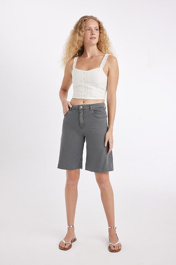Normal Bel Kısa Paça Gabardin Bermuda Şort D0965ax24sm - 1