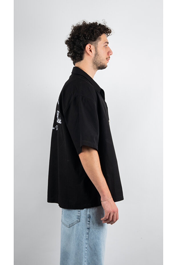ABOUT BASİC Siyah Oversize Gömlek - 4