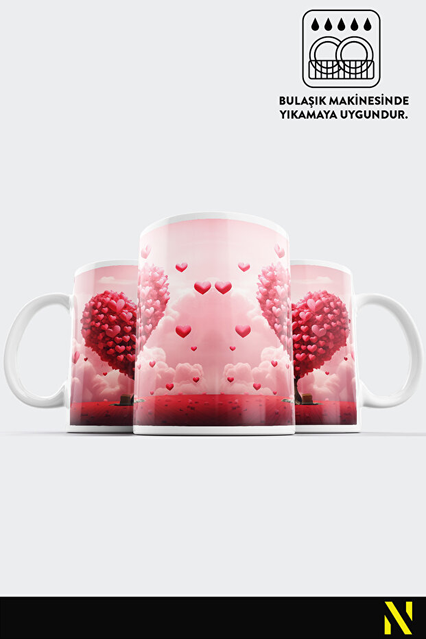 Heart Tree Patterned Colorful Mug Cup – 330 ml Mug |   Stylish and Durable Design - 4