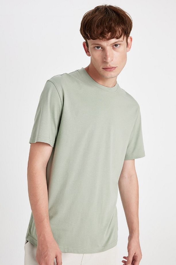 %100 Pamuk New Regular Fit Bisiklet Yaka Basic Düz Kısa Kollu Tişört V7699az24au - 1
