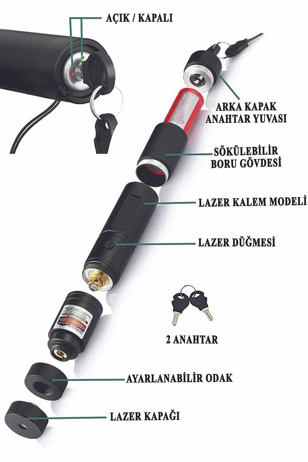 Şarjlı Turbo Yeşil Lazer Pointer Kibrit Yakabilen 15000 Mv Güç 150km Green Laser - 4