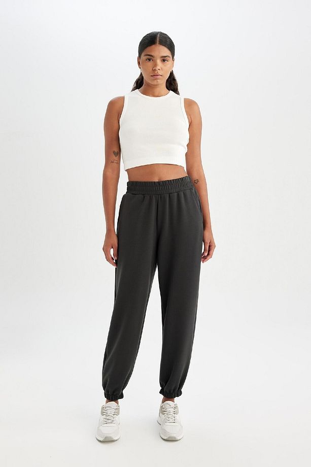 Fit Oversize Geniş Kalıp Sporcu Eşofman Altı Çift Cepli Jogger Paça Standart Boy Skuba Dalgıç - 4