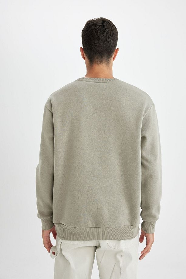 Oversize Geniş Kalıp Bisiklet Yaka Kalın Basic Düz Sweatshirt T5139az24au - 6