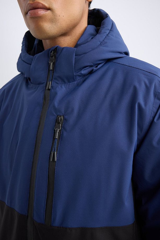 DeFactoFit Su İtici Kayak Montu Su Geçirmez Kapüşonlu Polar Astarlı Fermuarlı Cepli D1823AX24WN - 5