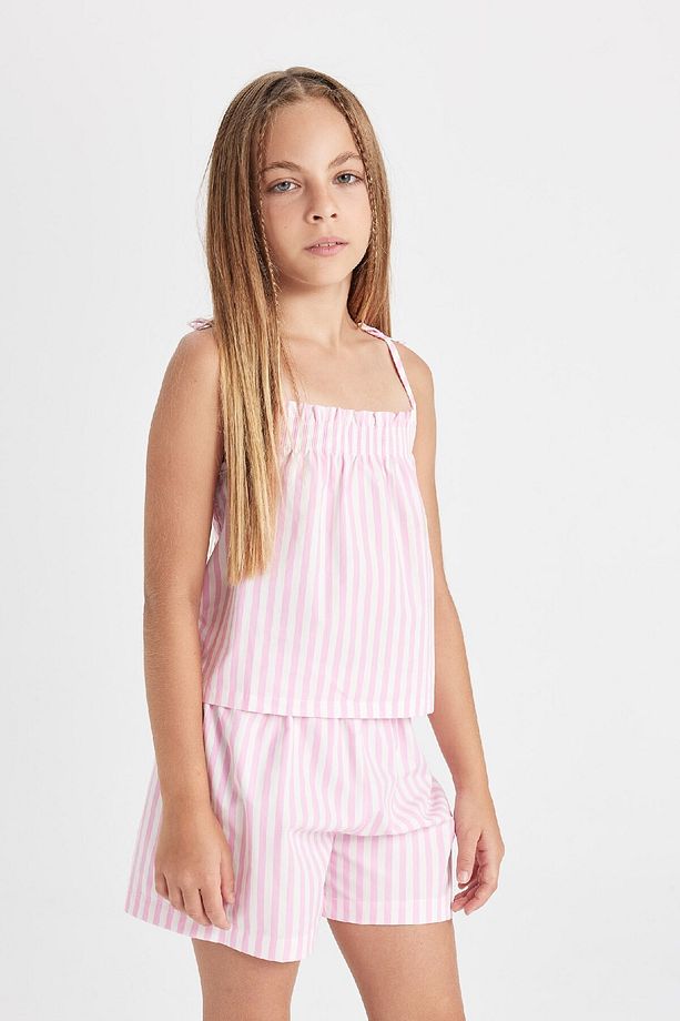Kız Çocuk Pijama Takımı Çizgili Askılı Üst Şort D2079a824sm - 3