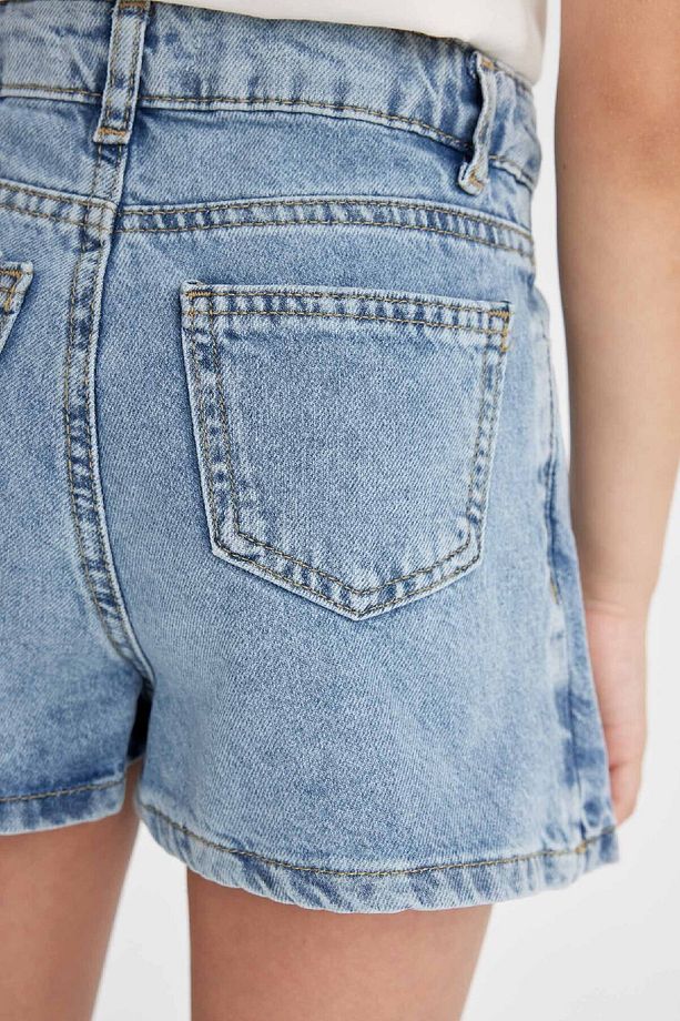 Kız Çocukcepli Asimetrik Jean Şort Etek C7503a824au - 6