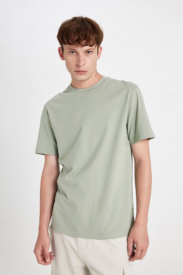 %100 Pamuk New Regular Fit Bisiklet Yaka Basic Düz Kısa Kollu Tişört V7699az24au - 3