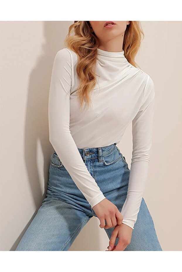 DRAPELİ SANDY BLUZ - 2