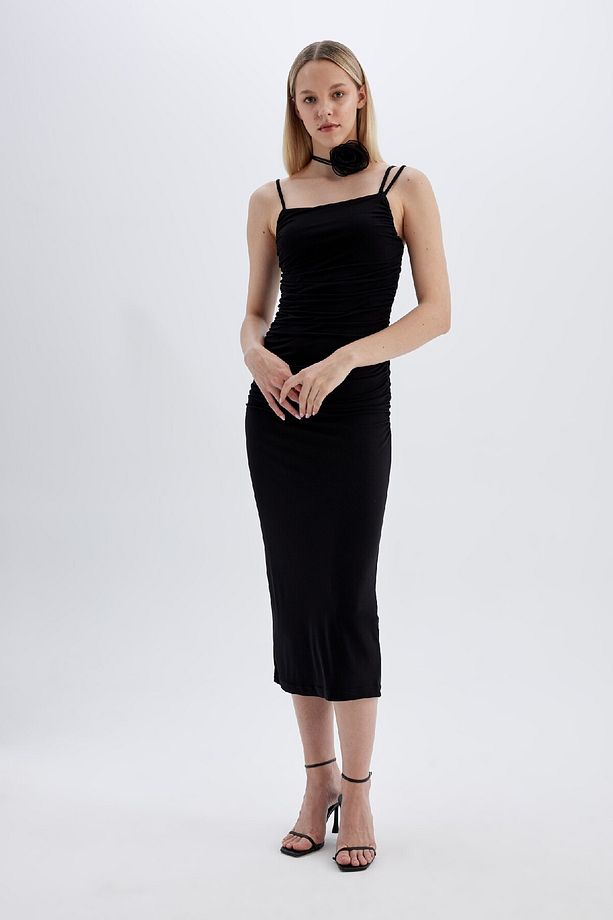 Bodycon Askılı Midi Elbise C8948AX24SM - 4