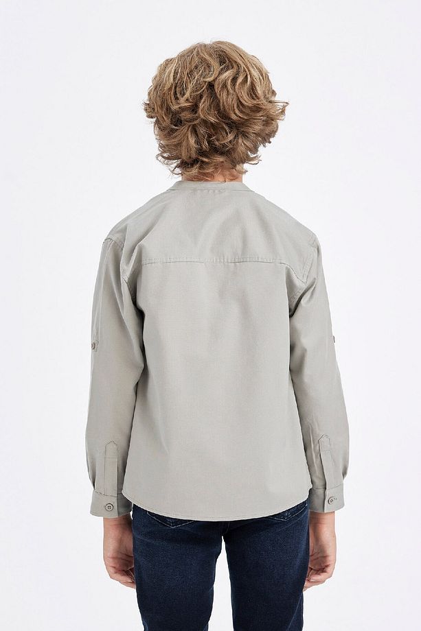Erkek Çocuk Oversize Geniş Kalıp Dik Yaka Twill Uzun Kollu Gömlek C7524a824au - 6