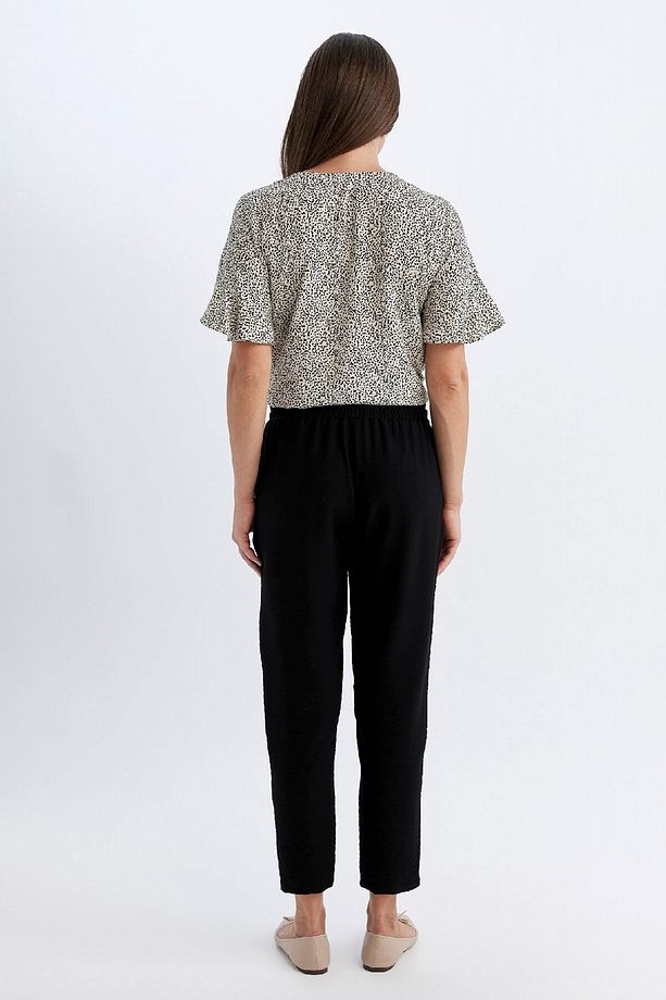 Siyah Jogger Pantolon Lastikli Bel Bağcıklı Basic Düz Paça D2573ax24au - 4