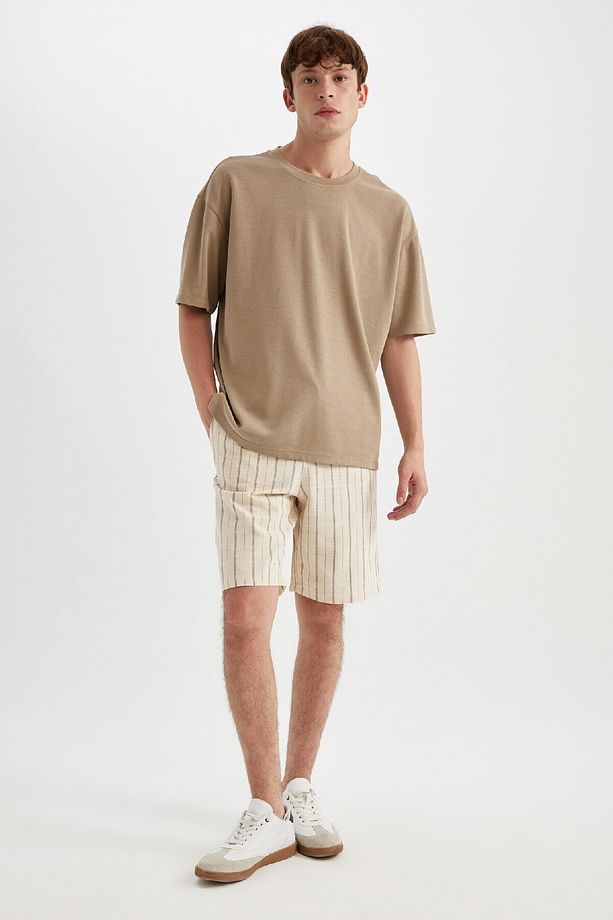 Regular Fit Keten Görünümlü Bermuda Şort D2057ax24hs - 1
