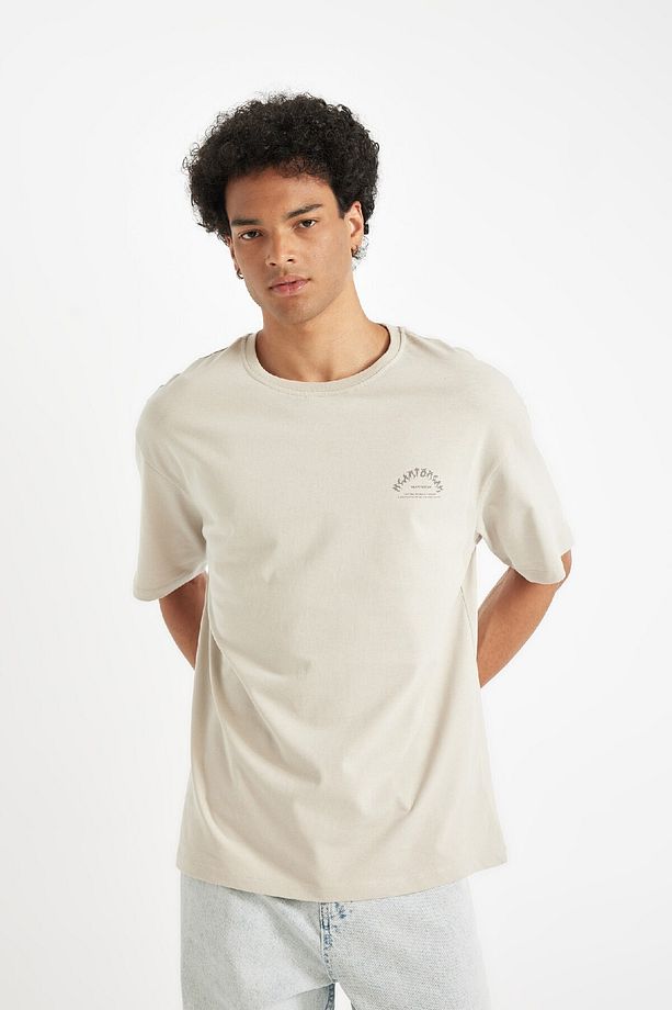%100 Pamuk Comfort Regular Fit Rahat Kalıp Bisiklet Yaka Baskılı Kısa Kollu Tişört C6143ax24au - 5