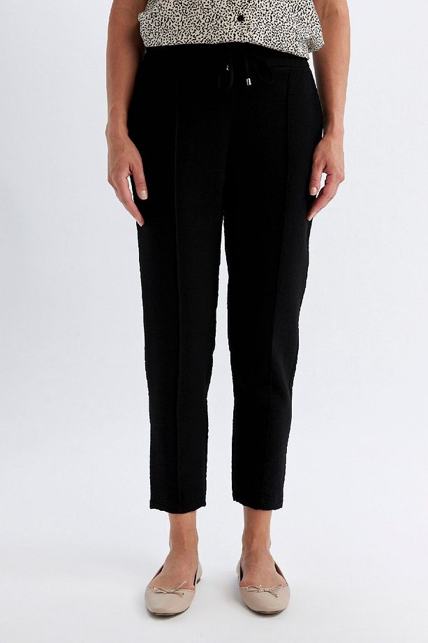 Siyah Jogger Pantolon Lastikli Bel Bağcıklı Basic Düz Paça D2573ax24au - 3