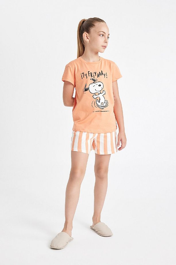 Kız Çocuk Pijama Takımı Snoopy Kısa Kollu Üst Şort D1427a824sm - 1