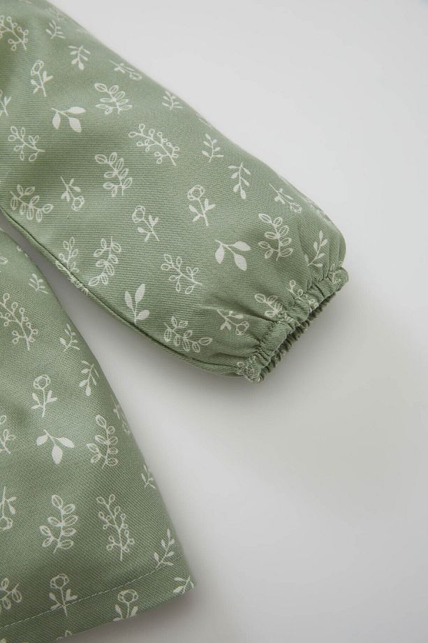Kız Bebek Bisiklet Yaka Düğmeli Çiçek Desenli Uzun Kollu Twill Elbise D2556a524au - 3