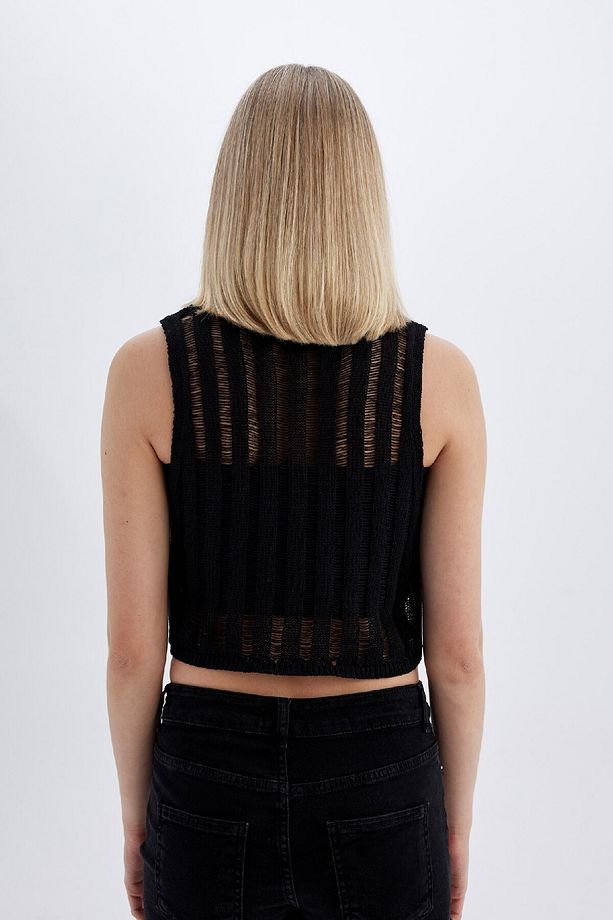 Regular Fit Crop Bisiklet Yaka Kroşe Atlet D1982ax24sm - 6