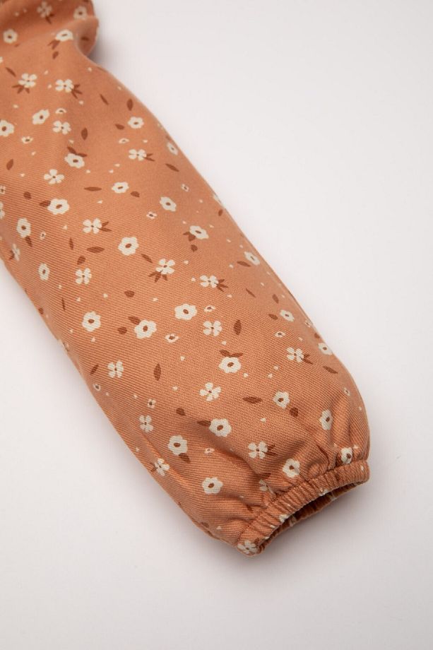 Kız Bebek Çiçekli Uzun Kollu Düğmeli Twill Elbise D2543a524au - 4