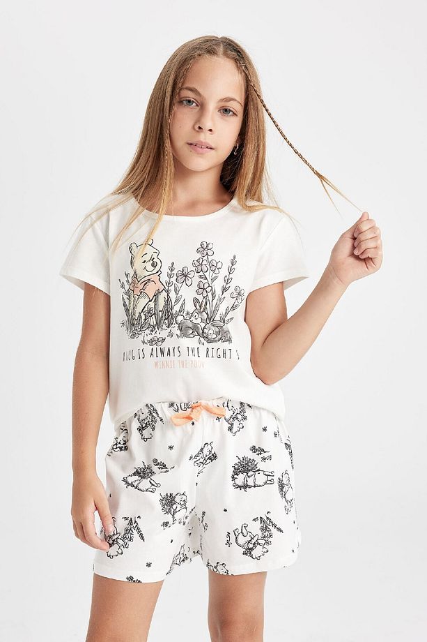 Kız Çocuk Disney Winnie The Pooh Kısa Kollu Şortlu Pijama Takımı D2069A824SM - 4