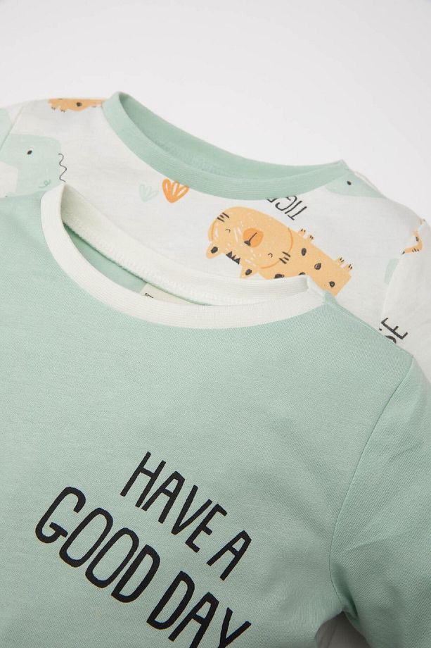 Erkek Bebek 4lü Pijama Takımı Dinazor Baskılı Penye Uzun Kollu Üst Uzun Alt D3529a524wn - 8