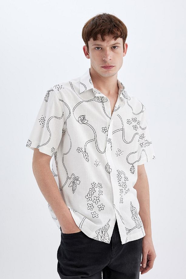 Regular Fit Yazlık Baskılı Pamuklu Kısa Kollu Gömlek C7695ax24sm - 5