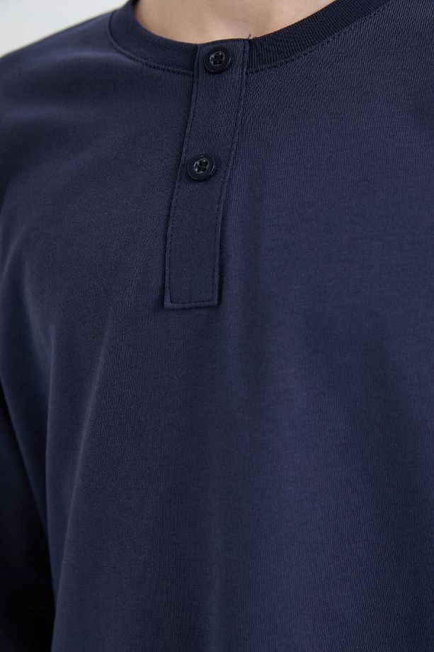 Erkek Çocuk Pijama Takımı Dokuma Bisiklet Yaka Uzun Kollu Üst Çizgili Alt D2894a824wn - 4
