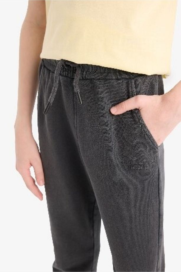 Erkek Çocuk Antrasit Beli Paçası Lastikli Cepli Basic Düz Jogger Eşofman Altı B7971a824wn - 6