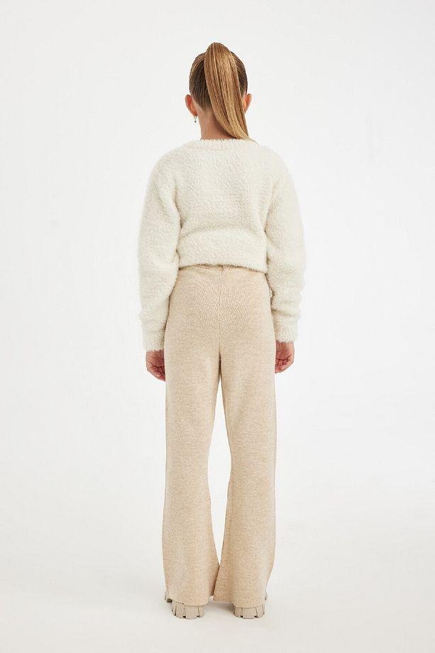 Kız Çocuk Flare Fit Ispanyol Paça Basic Düz Triko Pantolon A6029a824wn - 6