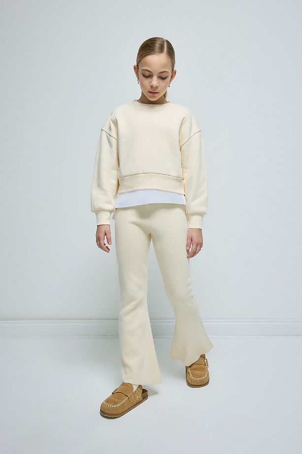 Kız Çocuk Flare Fit Ispanyol Paça Basic Düz Triko Pantolon A6029a824wn - 2