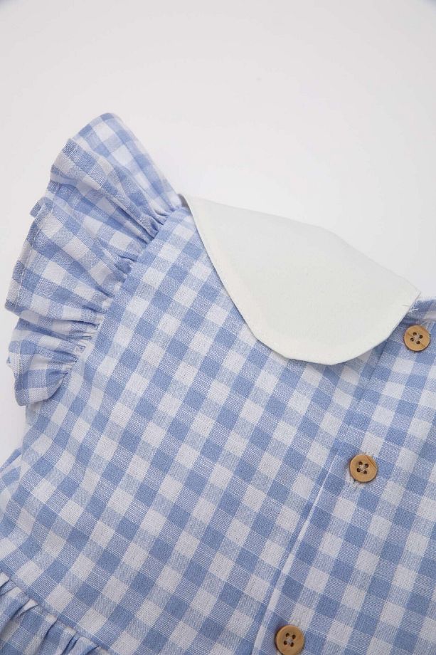 Kız Bebek Kareli Kısa Kollu Poplin Elbise D3466A524HS - 2