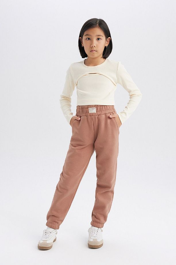 Kız Çocuk Standart Fit Beli Paçası Lastikli Basic Düz Jogger Eşofman Altı D3206a824wn - 3