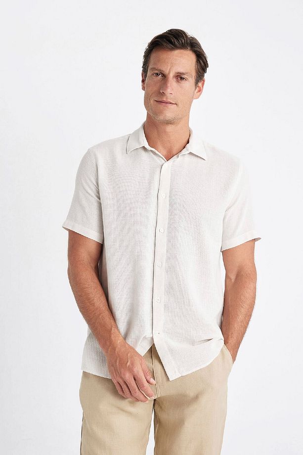 Regular Fit Yazlık Polo Yaka Pamuklu Basic Düz Kısa Kollu Gömlek D2924ax24sm - 3