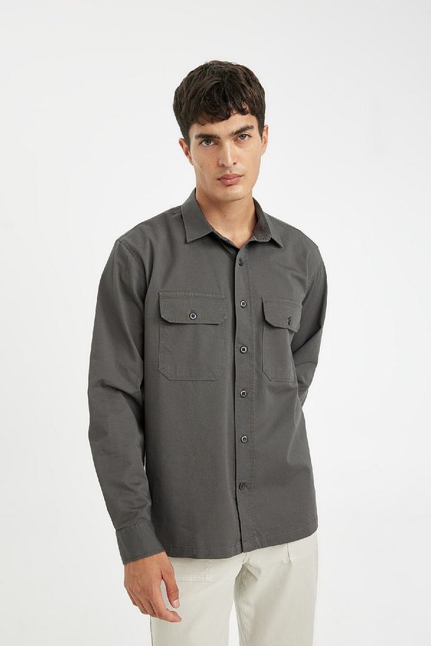 %100 Pamuk Regular Fit Basic Düz Uzun Kollu Gömlek D1060ax24au - 4