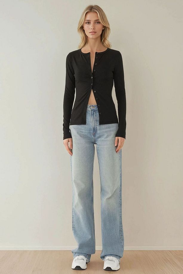 Slim Fit V Yaka Uzun Kol Örme Likralı Hırka - 3