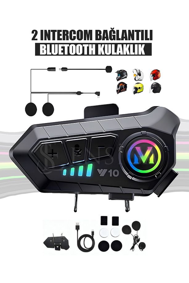 2 Intercom Bağlantılı Su Geçirmez Motosiklet Kask Bluetooth 5.3 300m Intercoom 2.000mah - 1