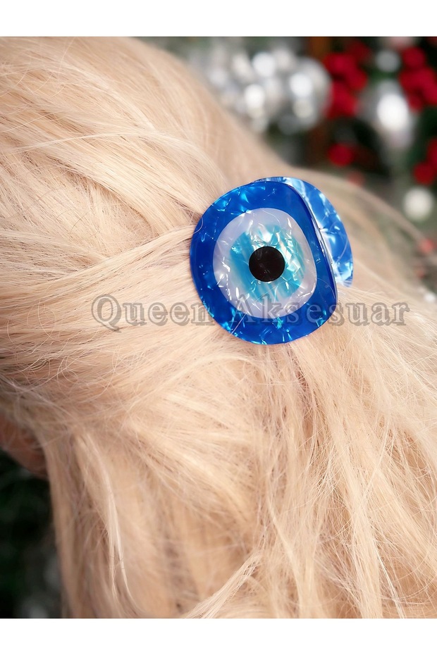 Imported Fashion Trend Luxury Pearlescent Round Eye Bone Metal Latch Evil Eye Clasp Blue